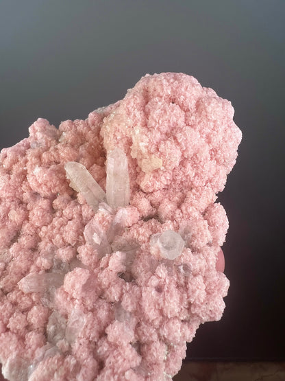 Rhodocrosite with Crystal Quartz Specimen