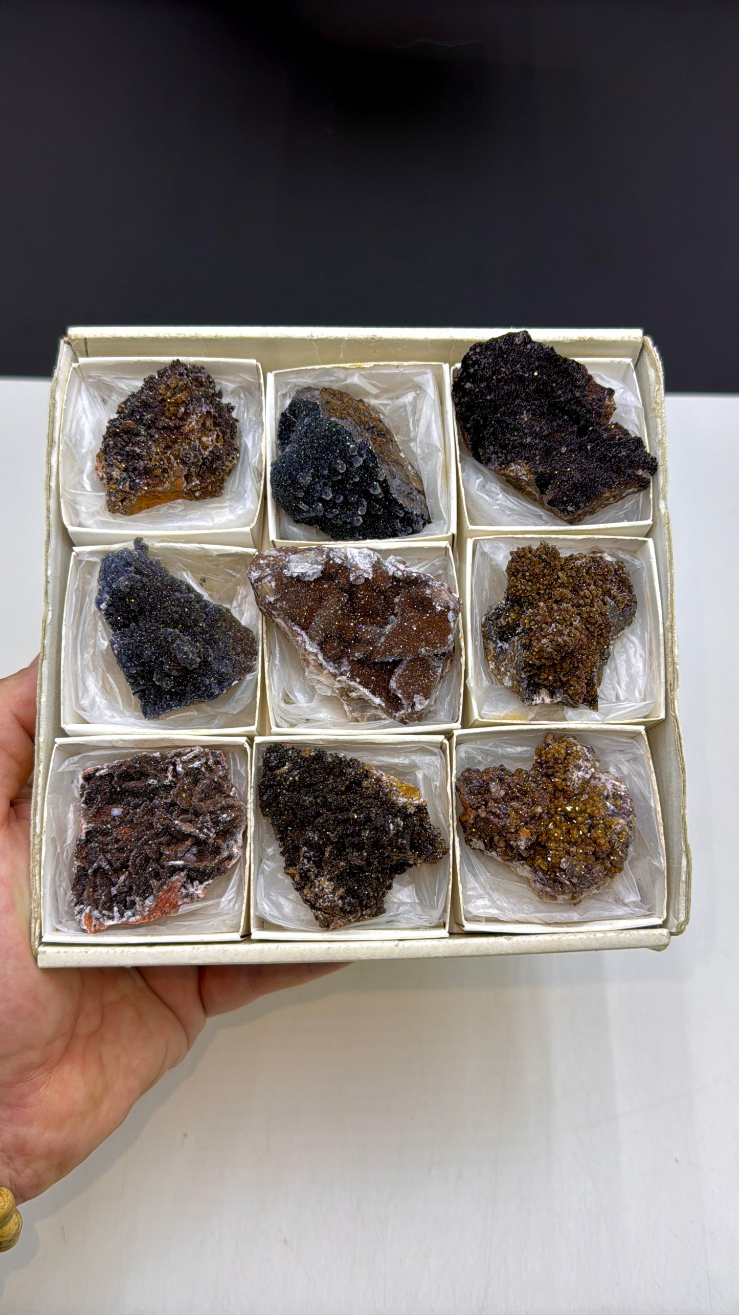 Combination of Quartz, Manganese Oxide, Red Hematite, Limonite and Calcite Mineral Specimen Lot