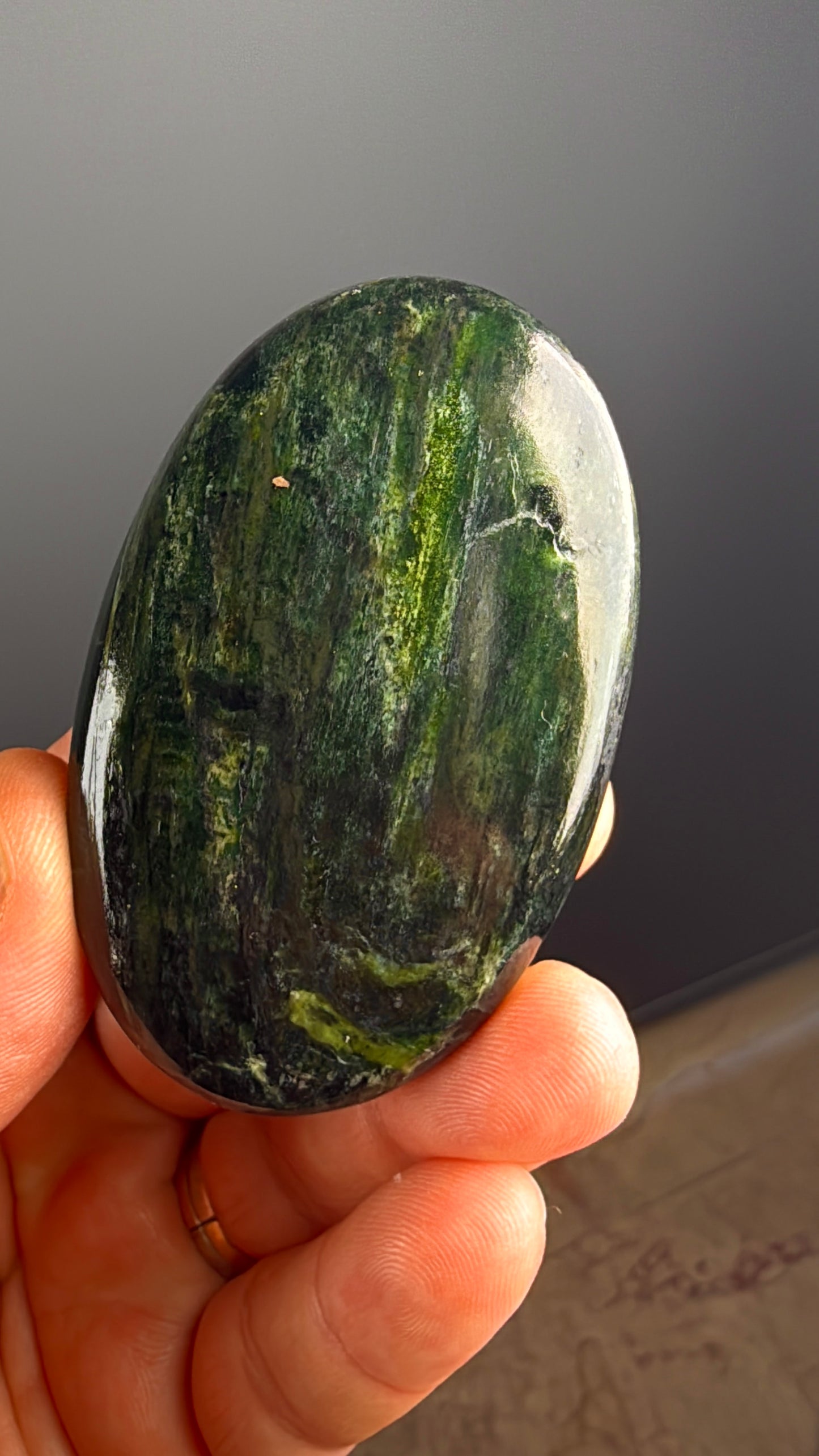 Green Kyanite Crystal Palm Stone