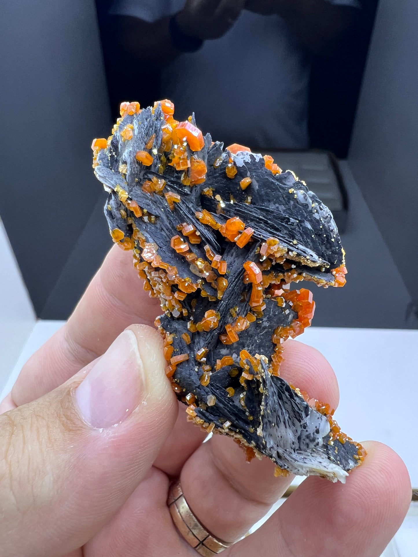 Black Barite With Red Vanadinite Crystal Lot