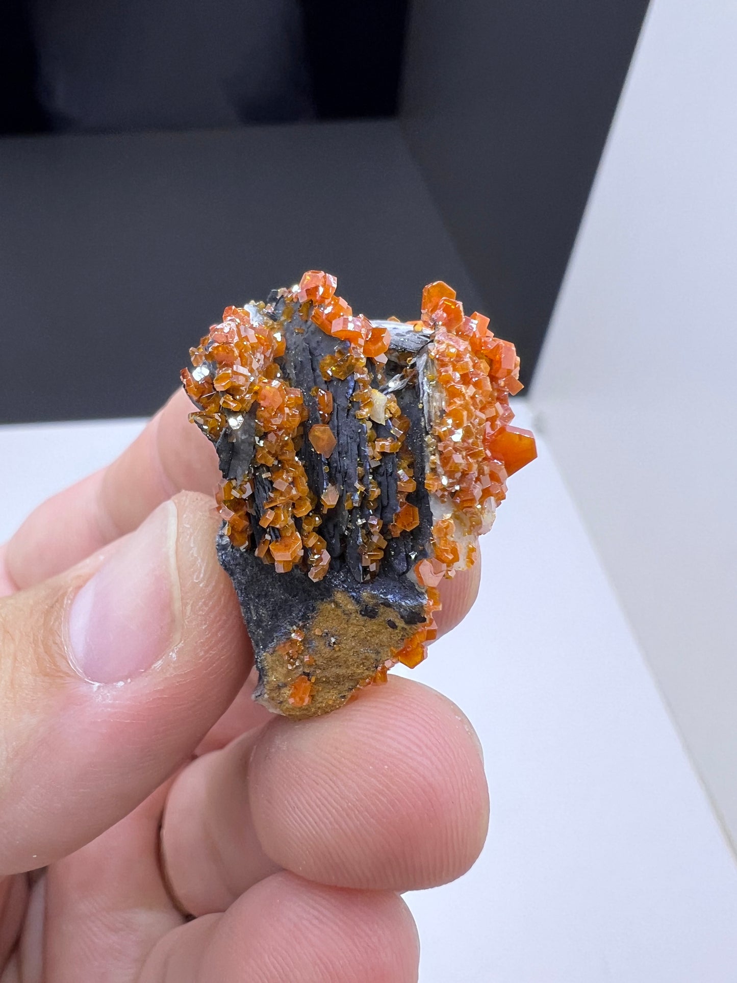 Black Barite With Red Vanadinite Crystal Lot