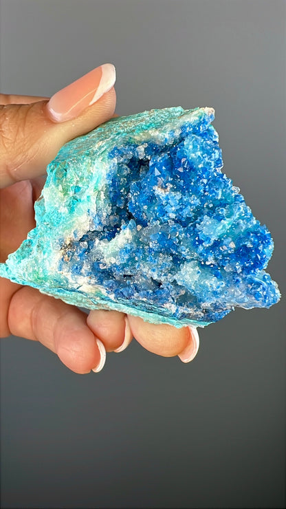 Druzy  Blue Shattuckite with Quartz Crystal Specimen