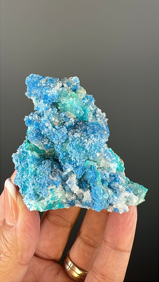 Druzy  Blue Shattuckite with Quartz Crystal Specimen