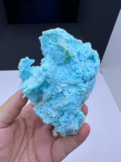 Druzy Blue Aragonite with Quartz Crystal Mineral Specimen