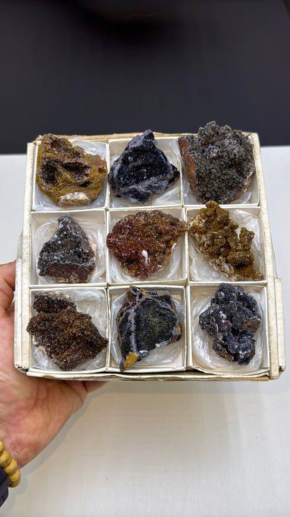 Combination of Quartz, Manganese Oxide, Red Hematite, Limonite and Calcite Mineral Specimen Lot