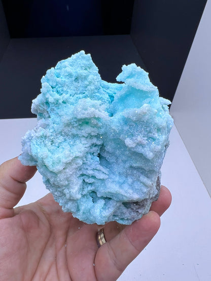 Druzy Blue Aragonite with Quartz Crystal Mineral Specimen