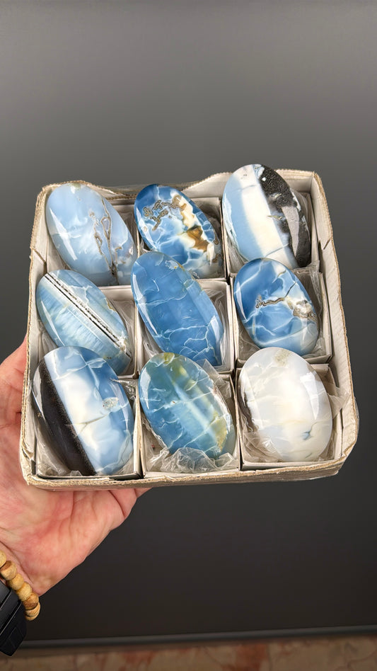 Owyhee Blue Opal Crystal Palm Stone Lot