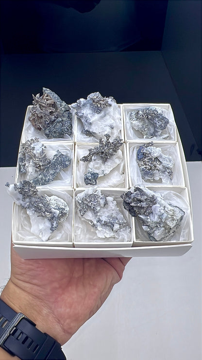 Arborescent Silver with White Calcite Specimen Lot