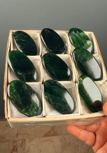 Green Kyanite Crystal Palm Stone