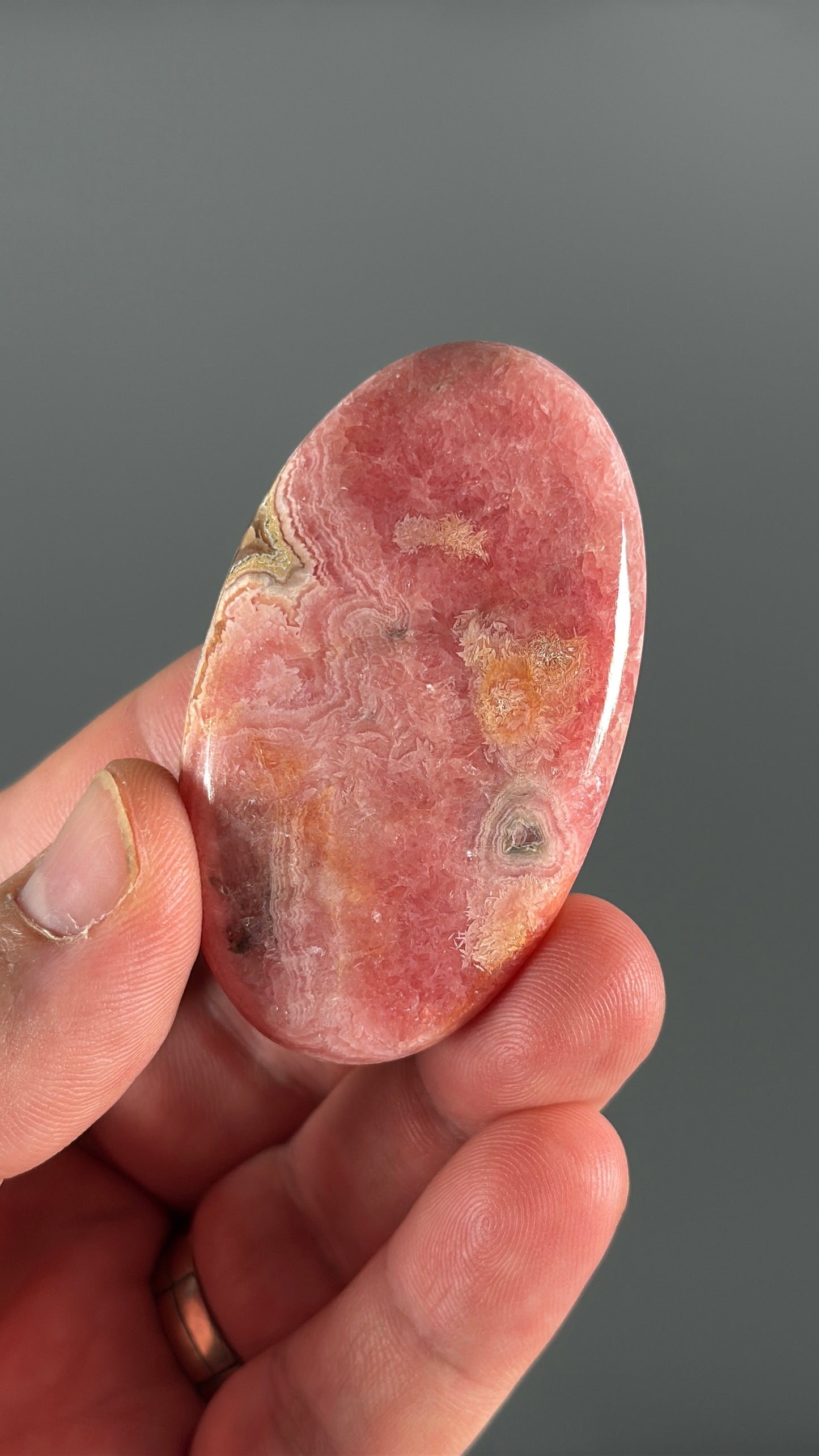 Pink Rhodochrosite Crystal Palm Stone Lot