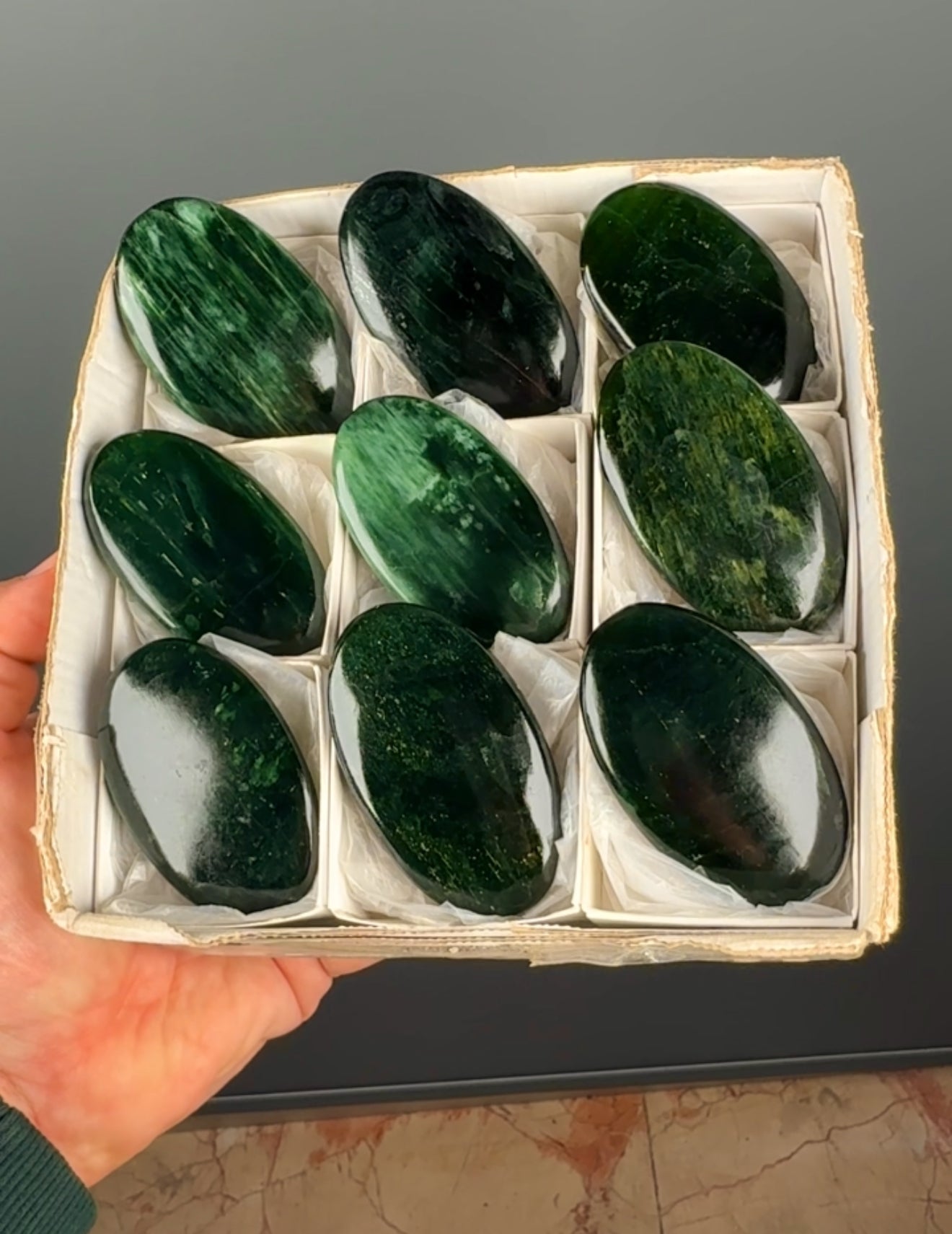 Green Kyanite Crystal Palm Stone