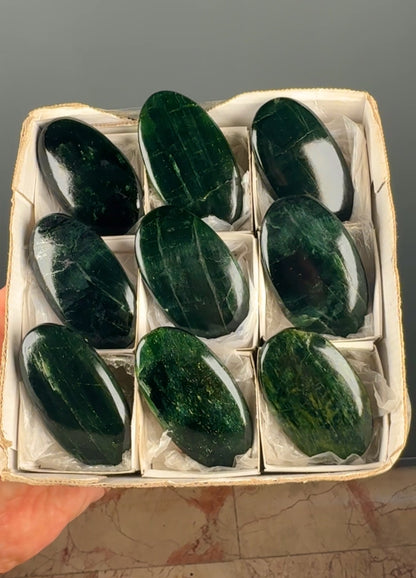 Green Kyanite Crystal Palm Stone