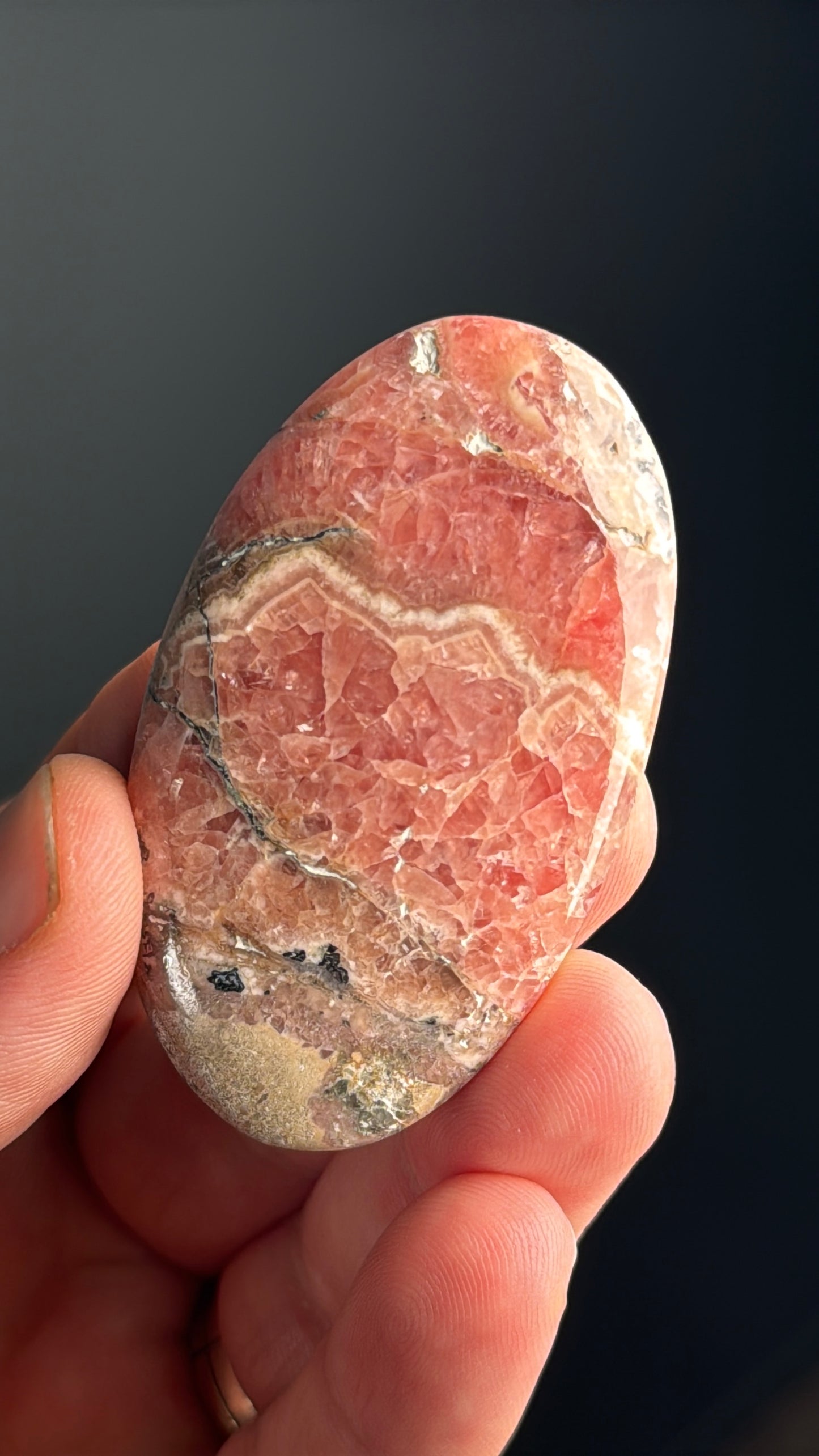 Pink Rhodochrosite Crystal Palm Stone Lot