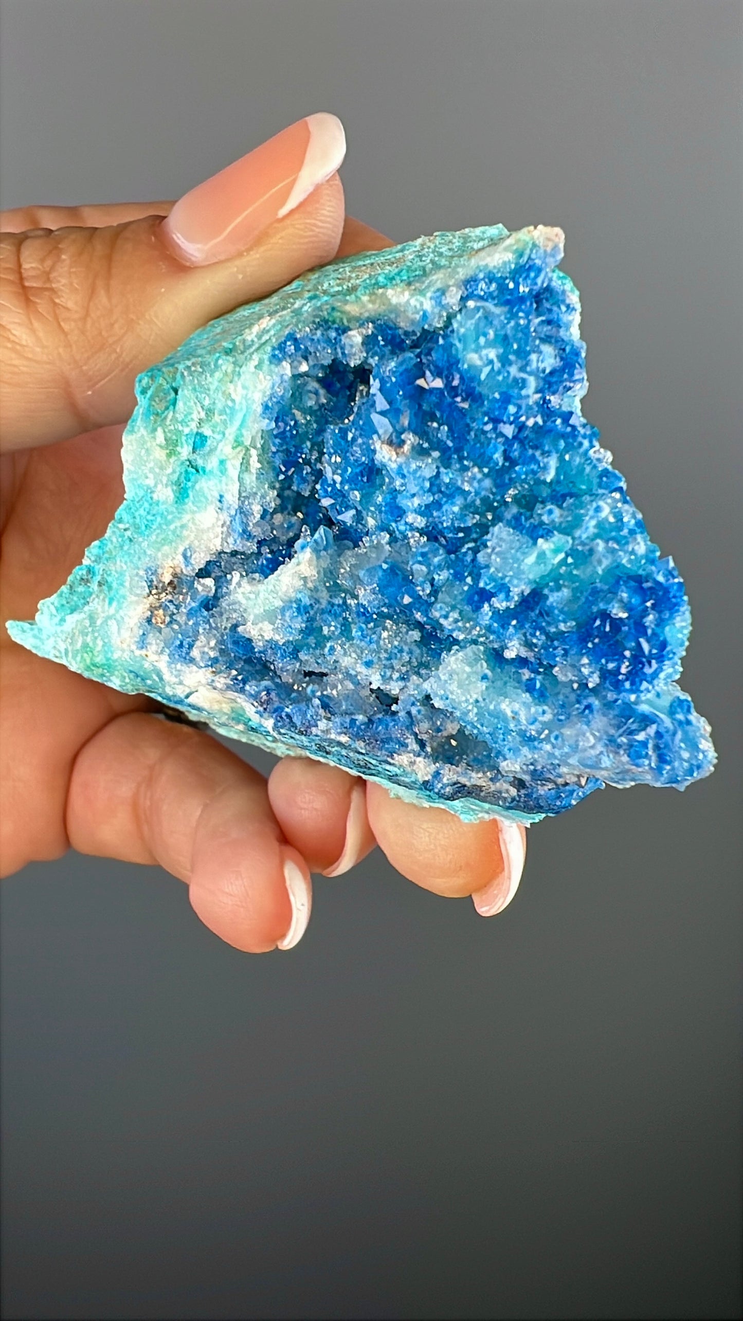 Druzy  Blue Shattuckite with Quartz Crystal Specimen