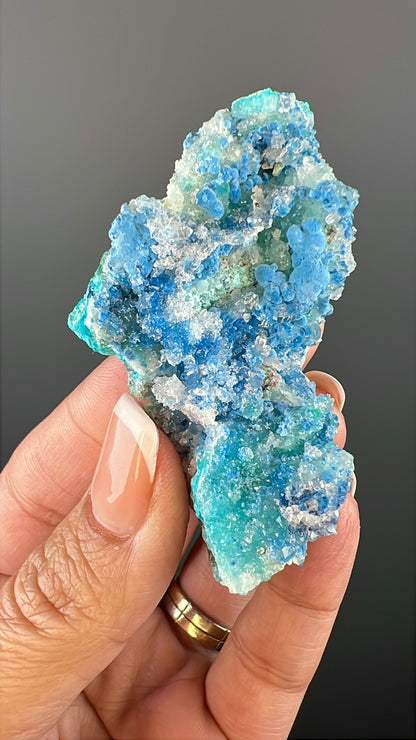 Druzy Blue Shattuckite with Quartz Crystal Specimen