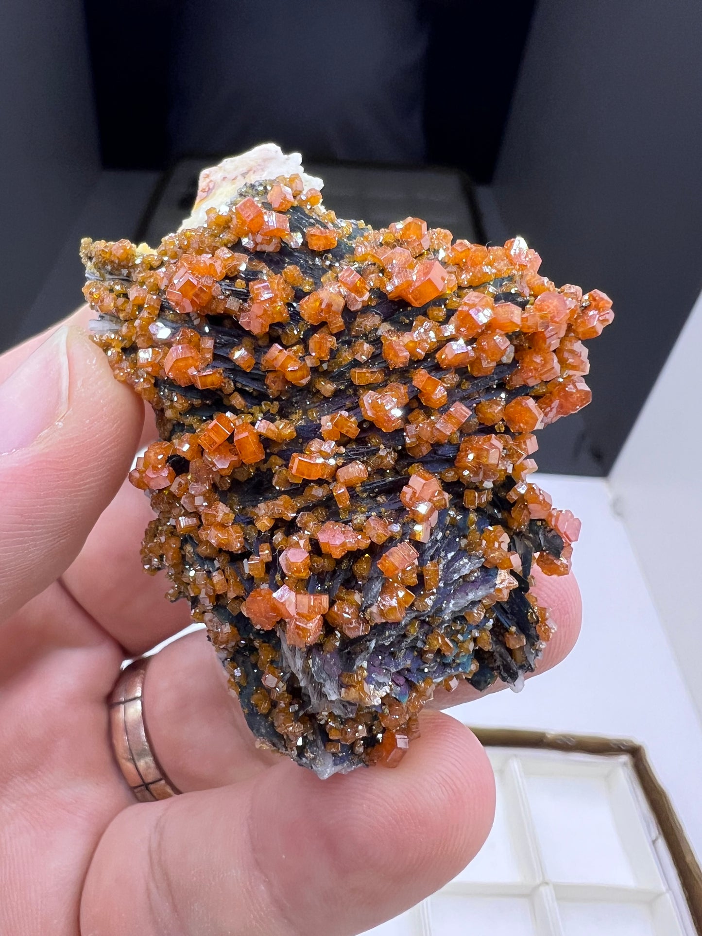 Black Barite With Red Vanadinite Crystal Lot