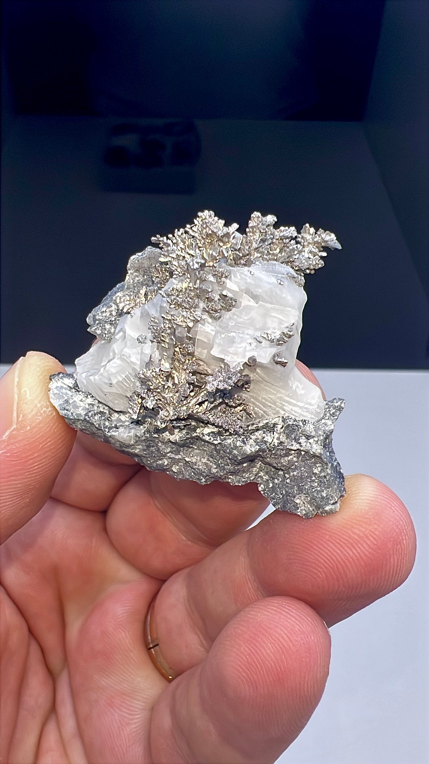 Arborescent Silver with White Calcite Specimen Lot