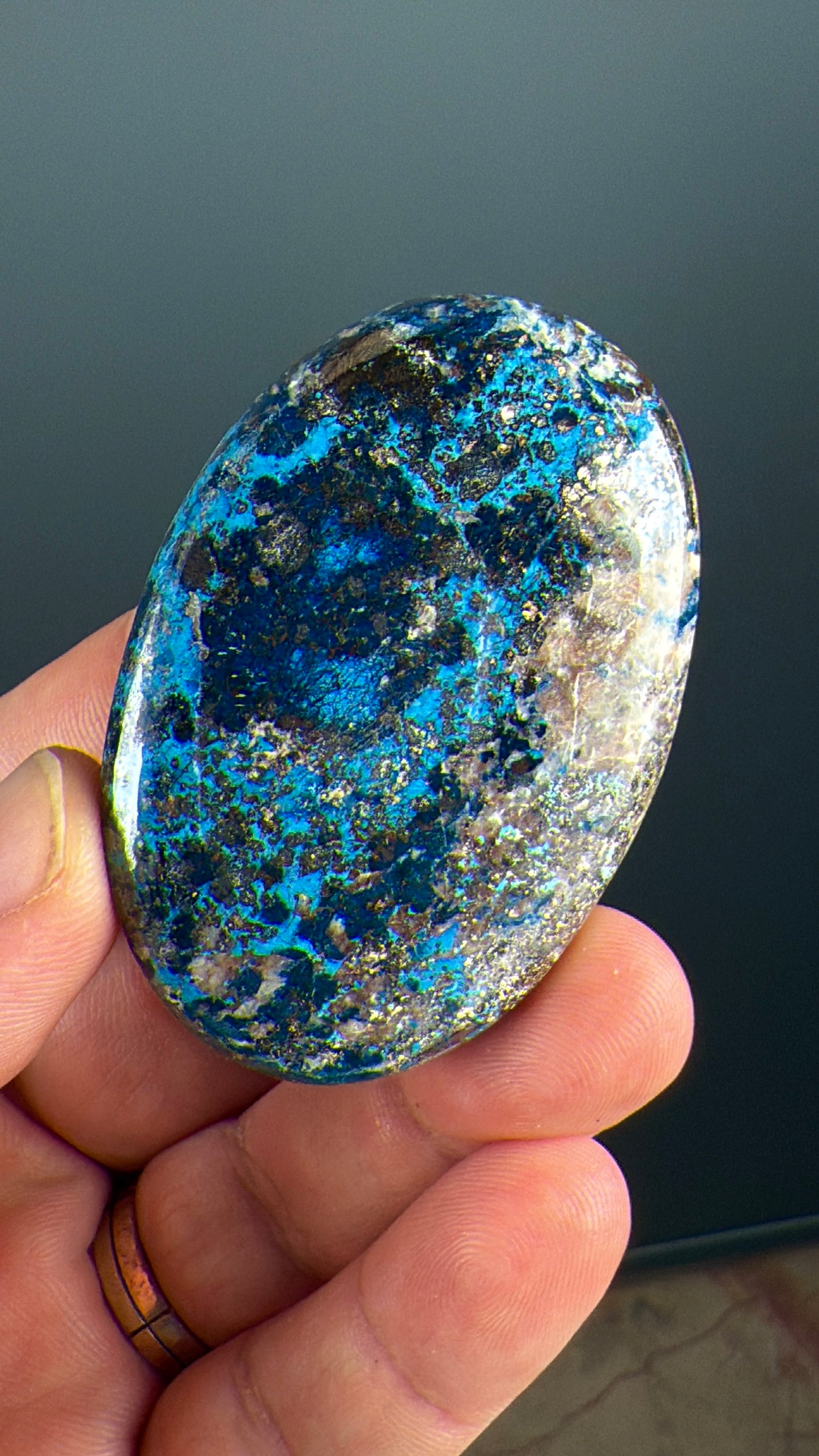 Blue Shattuckite with Cuprite Palm Stone Lot