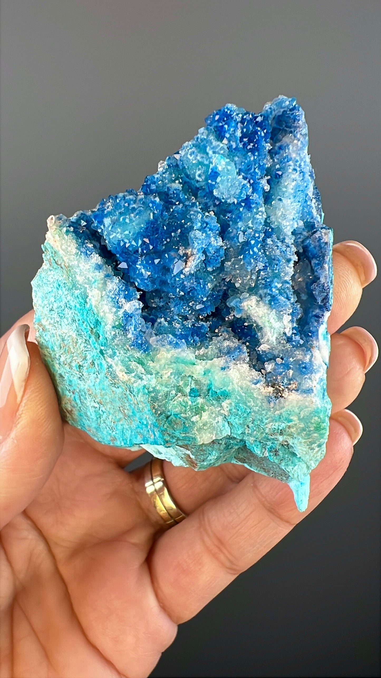 Druzy  Blue Shattuckite with Quartz Crystal Specimen