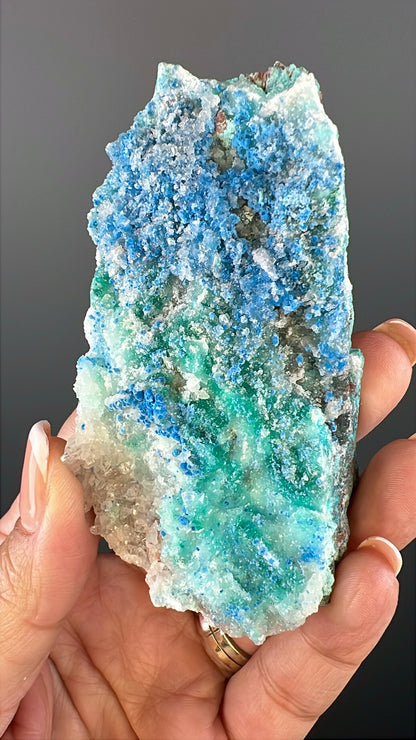 Druzy  Blue Shattuckite with Quartz Crystal Specimen