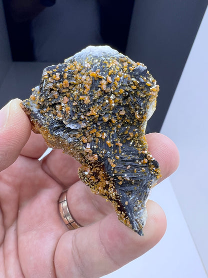 Black Barite With Red Vanadinite Crystal Lot