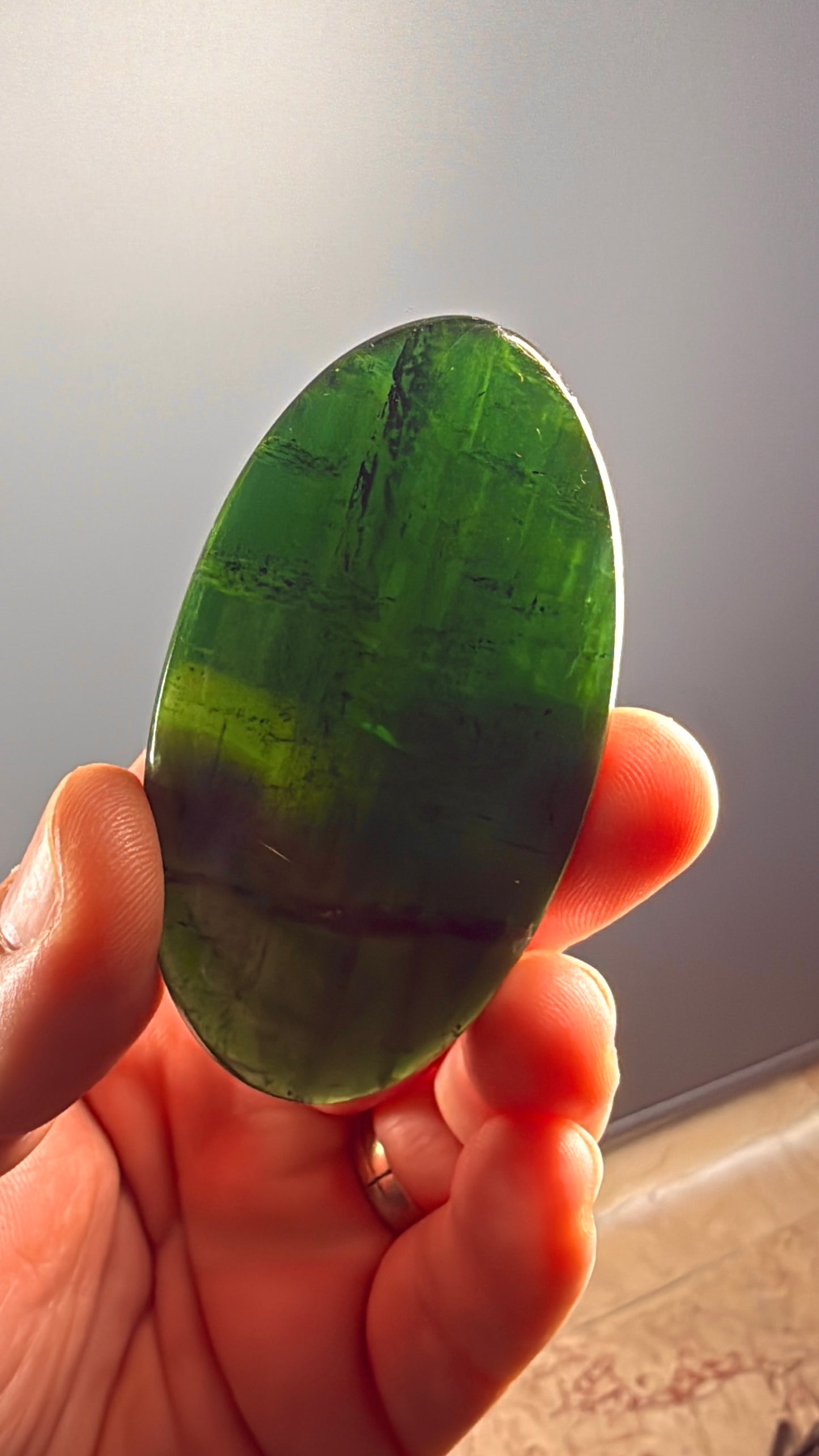 Green Kyanite Crystal Palm Stone