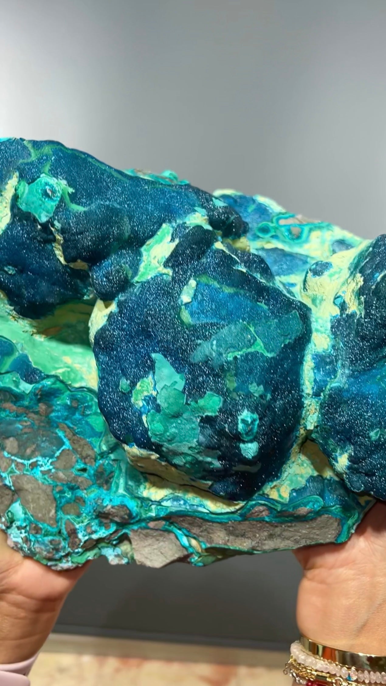 Blue Cornetite with Malachite Crystal Specimen