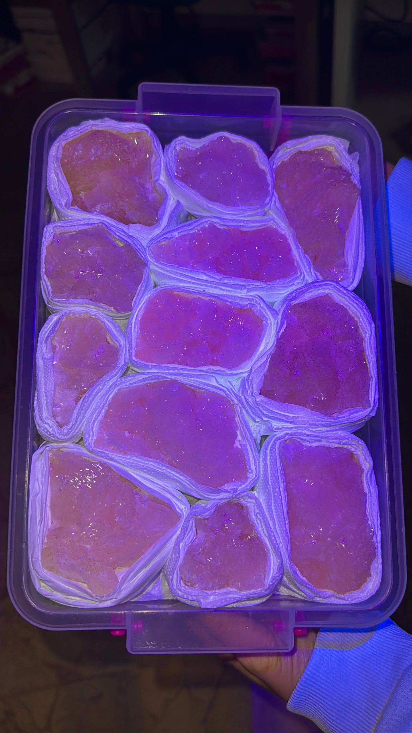 UV Pink Mangano Calcite Crystal Lot