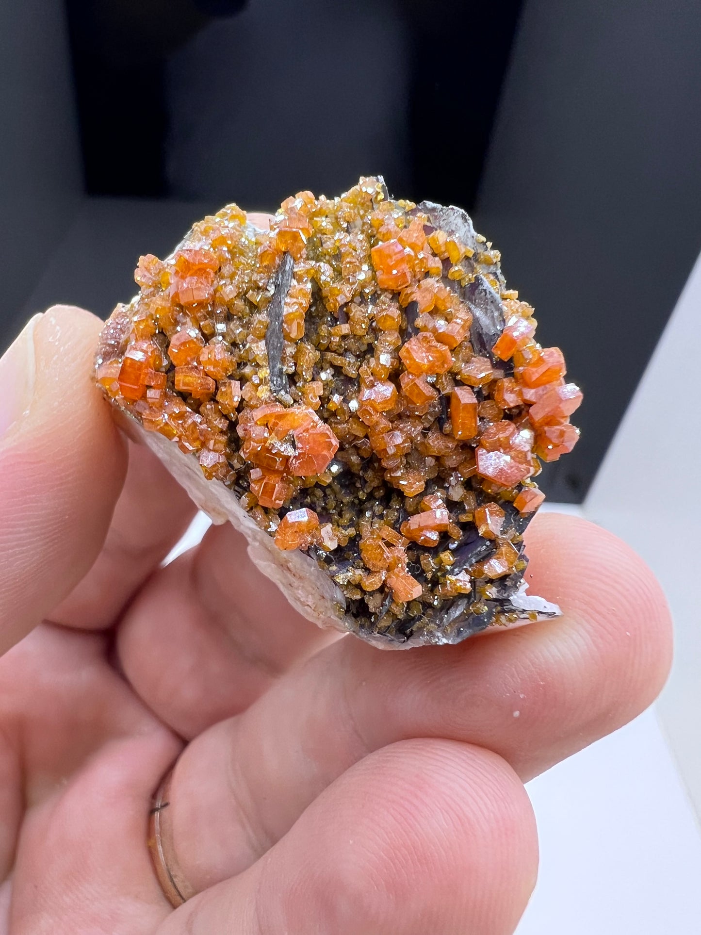 Black Barite With Red Vanadinite Crystal Lot