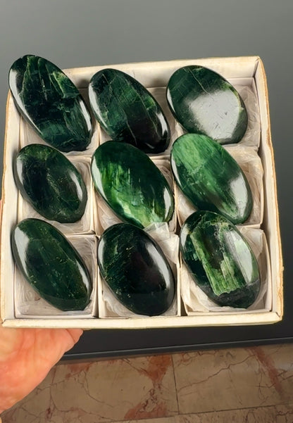 Green Kyanite Crystal Palm Stone