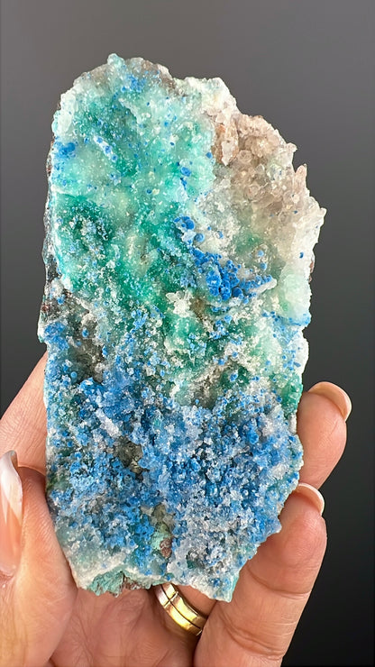 Druzy  Blue Shattuckite with Quartz Crystal Specimen