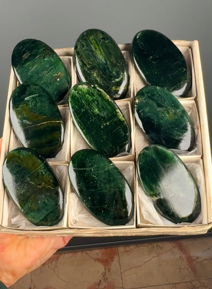 Green Kyanite Crystal Palm Stone