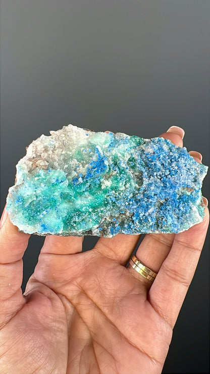 Druzy  Blue Shattuckite with Quartz Crystal Specimen