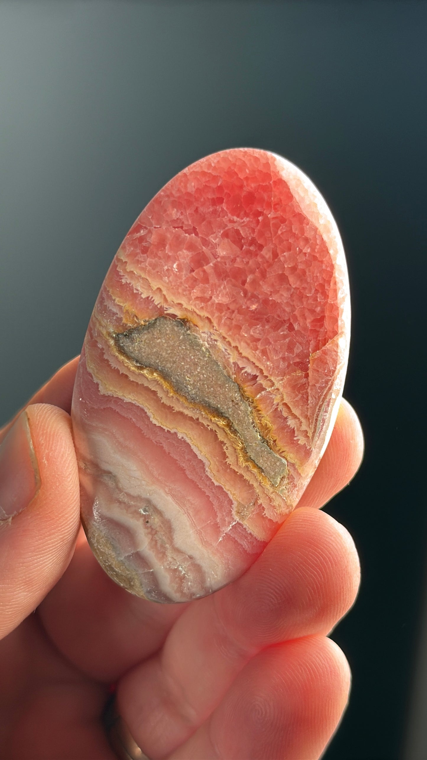 Pink Rhodochrosite Crystal Palm Stone Lot