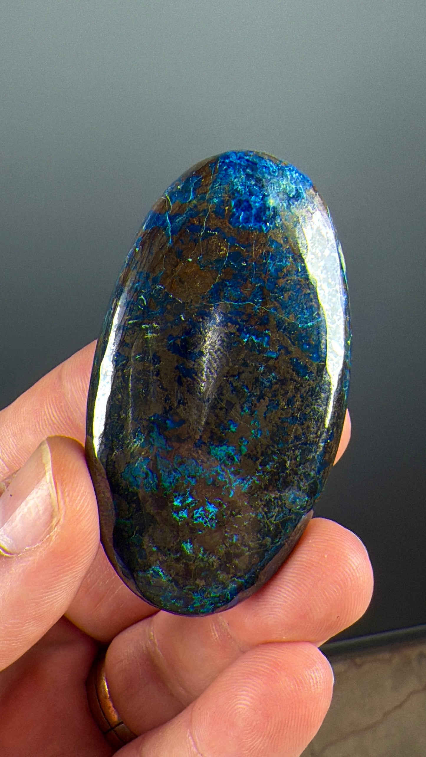 Blue Shattuckite with Cuprite Palm Stone Lot