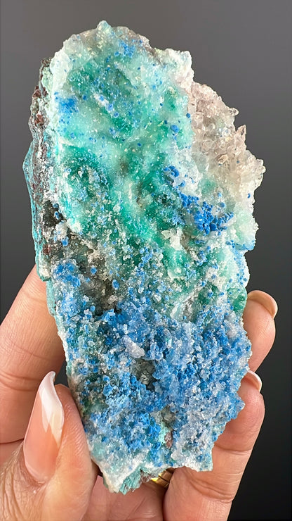 Druzy  Blue Shattuckite with Quartz Crystal Specimen