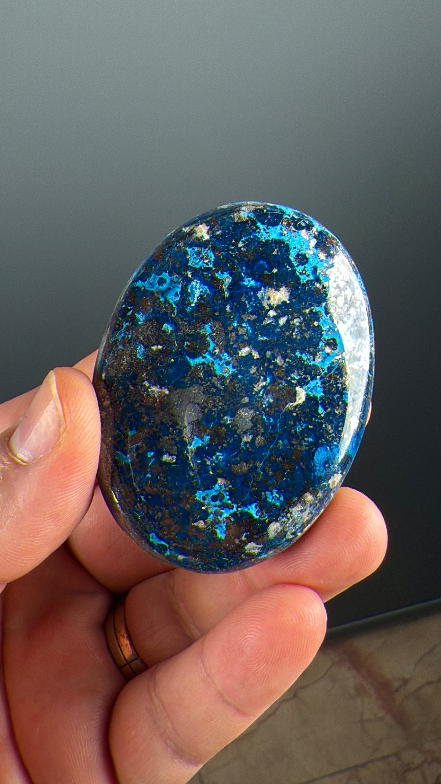 Blue Shattuckite with Cuprite Palm Stone Lot