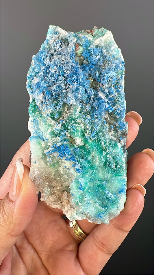 Druzy  Blue Shattuckite with Quartz Crystal Specimen