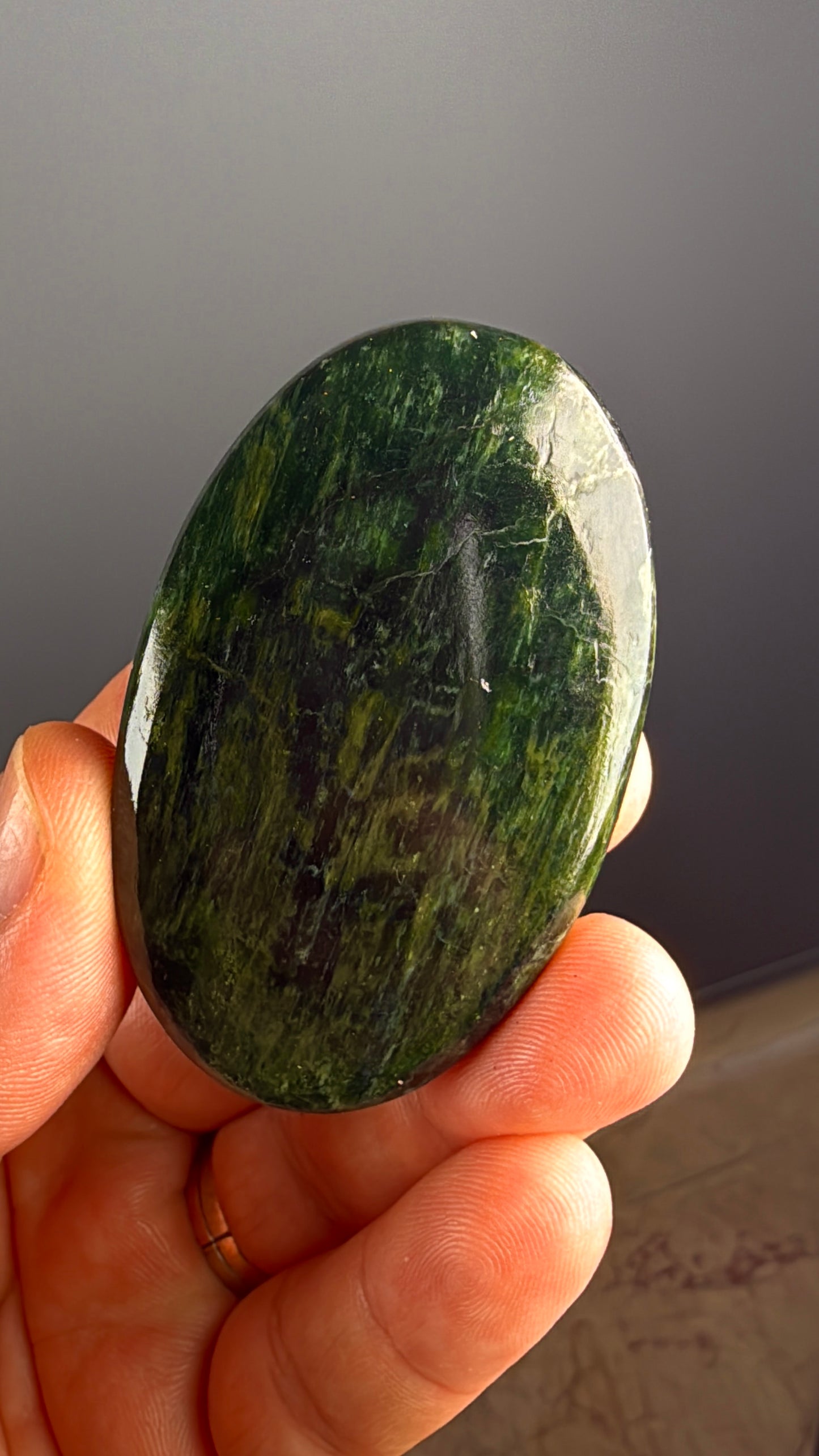 Green Kyanite Crystal Palm Stone