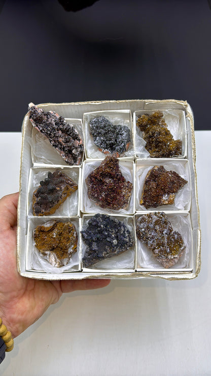 Combination of Quartz, Manganese Oxide, Red Hematite, Limonite and Calcite Mineral Specimen Lot