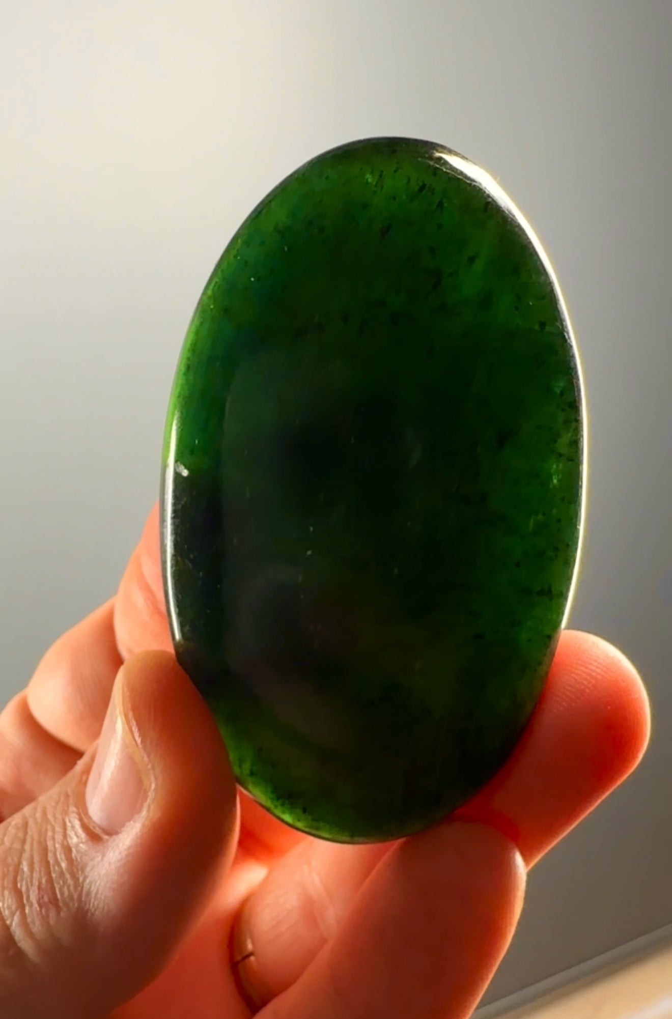 Green Kyanite Crystal Palm Stone