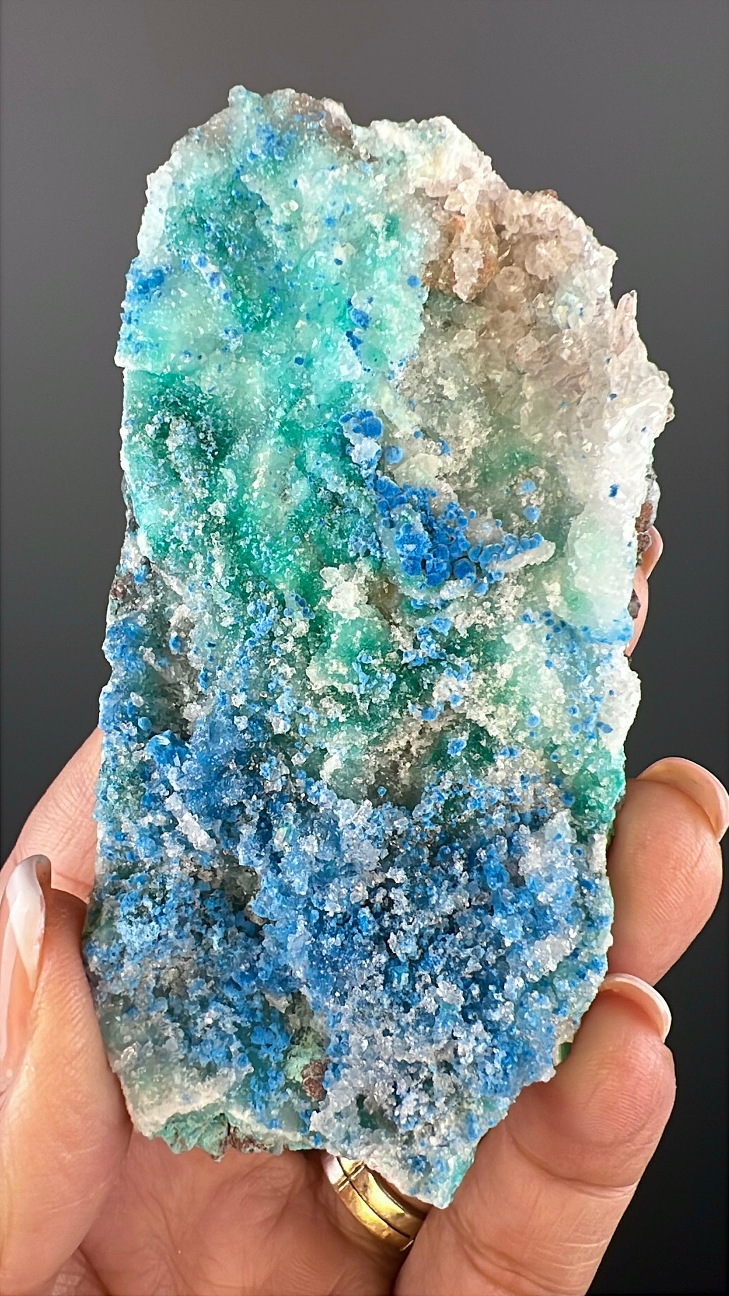 Druzy  Blue Shattuckite with Quartz Crystal Specimen