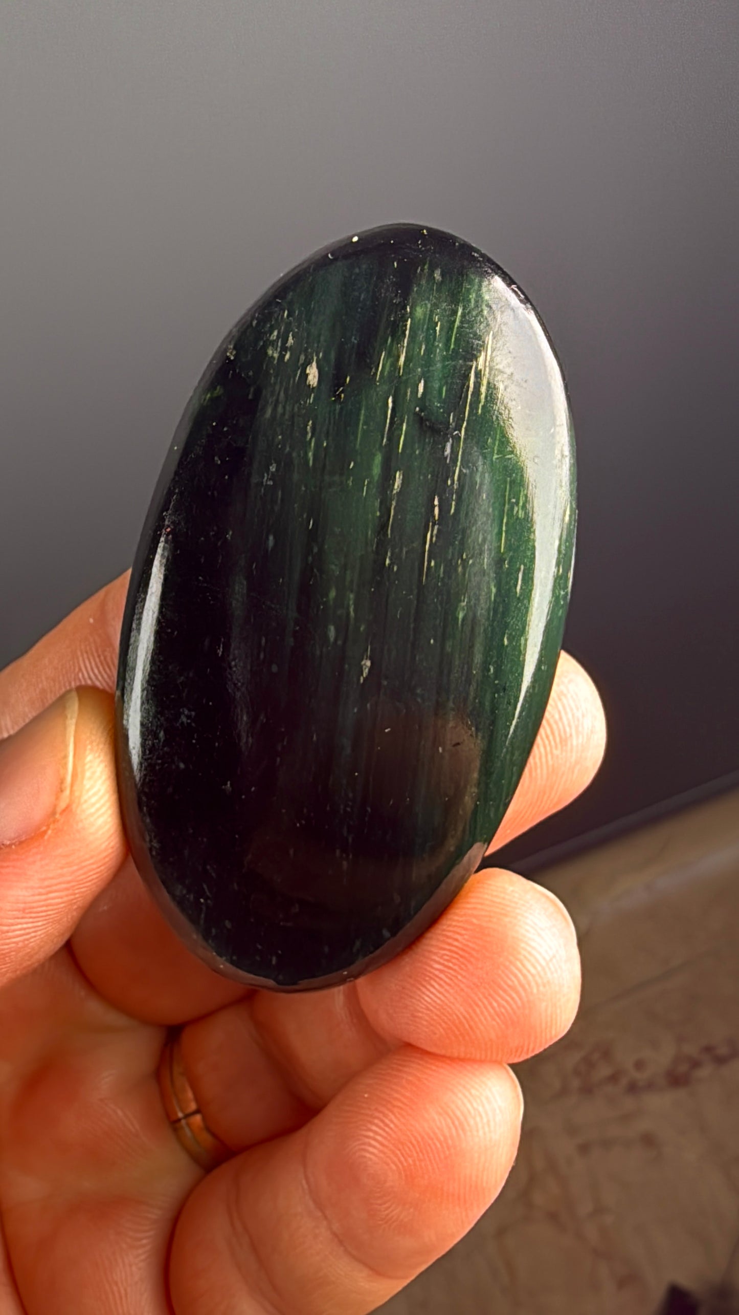 Green Kyanite Crystal Palm Stone