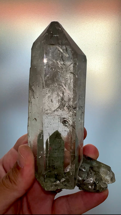 Himalayan Clear Quartz with Green Chlorite from Indian Himalayas