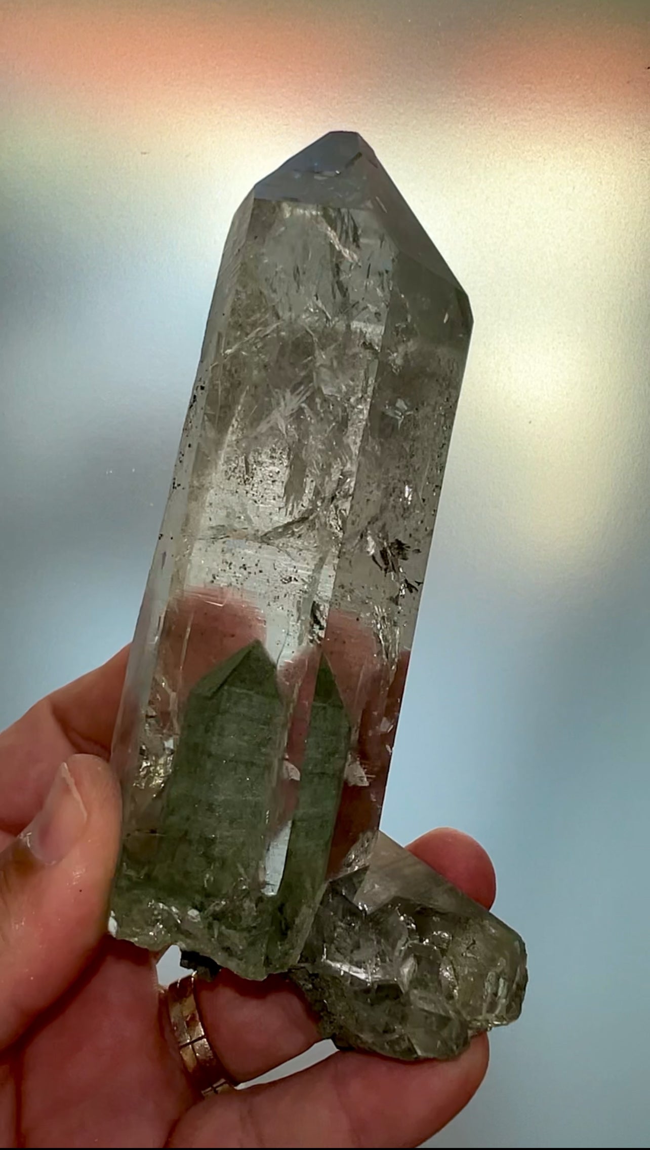 Himalayan Clear Quartz with Green Chlorite from Indian Himalayas