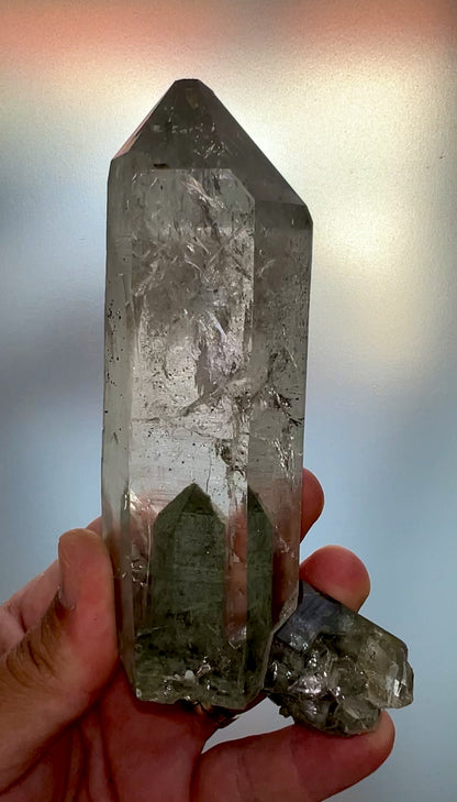 Himalayan Clear Quartz with Green Chlorite from Indian Himalayas