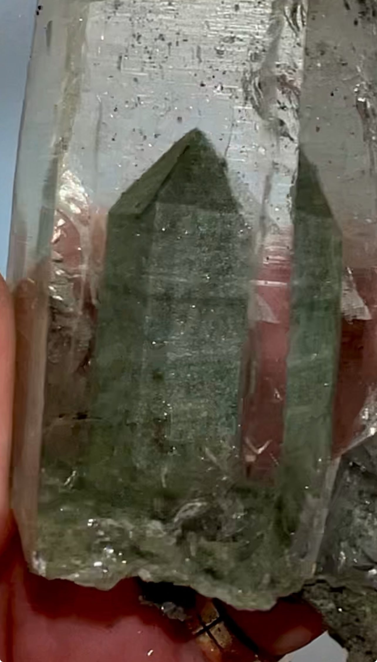 Himalayan Clear Quartz with Green Chlorite from Indian Himalayas