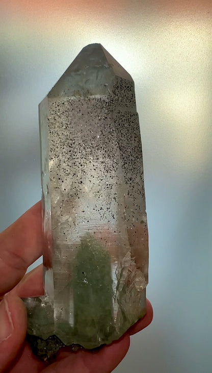 Himalayan Clear Quartz with Green Chlorite from Indian Himalayas