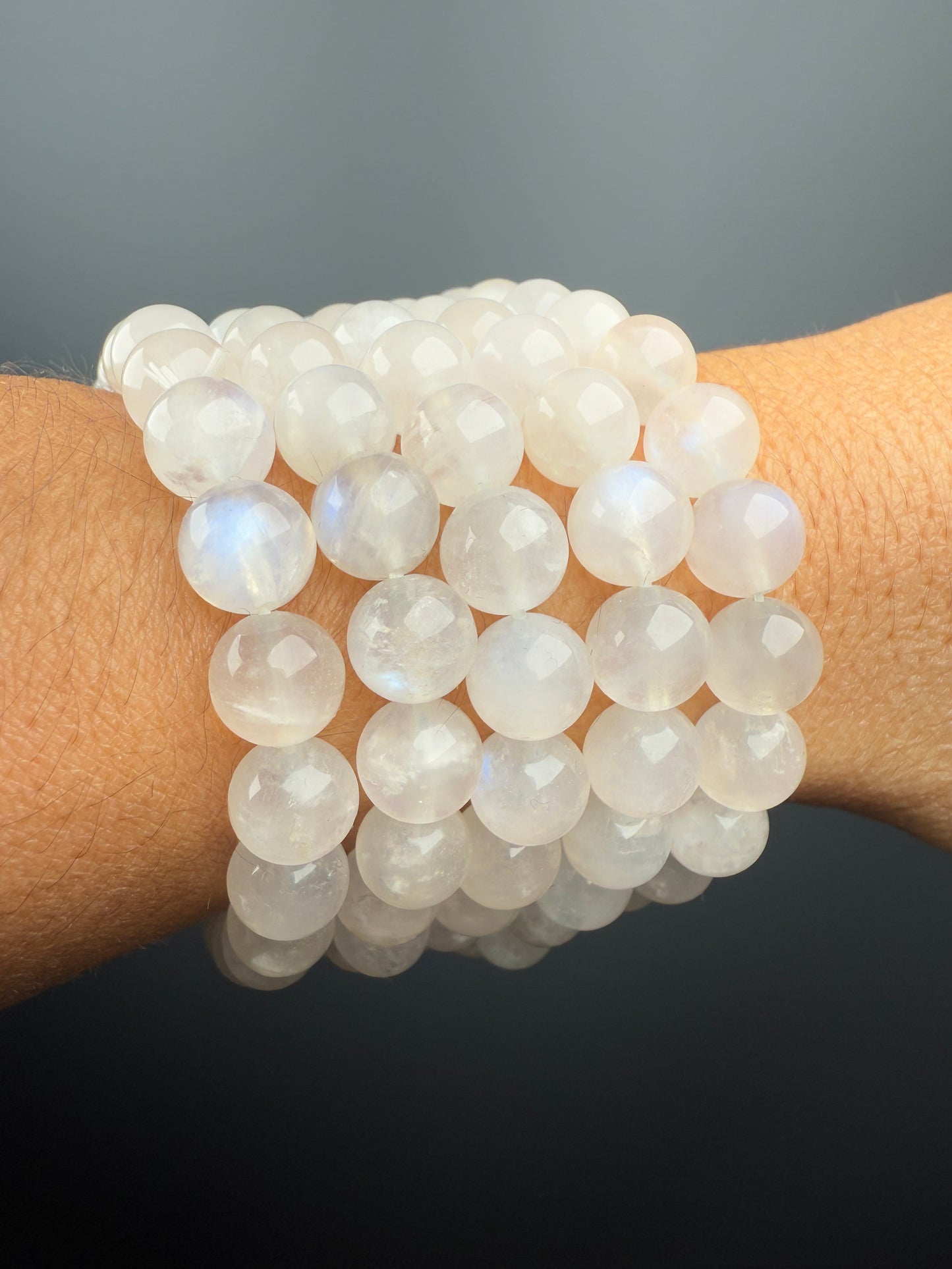 8 MM Moonstone Bracelets (5 Pieces)