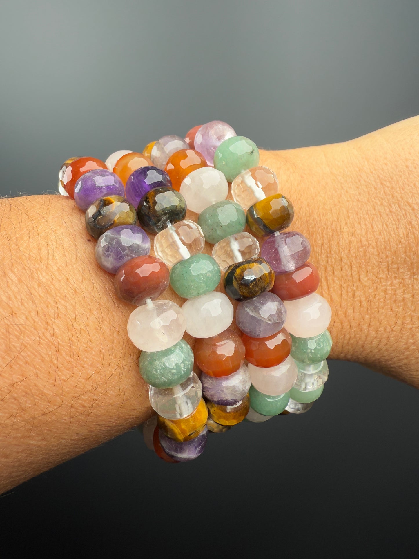 8 MM Mix Stone Bracelets (5 Pieces)